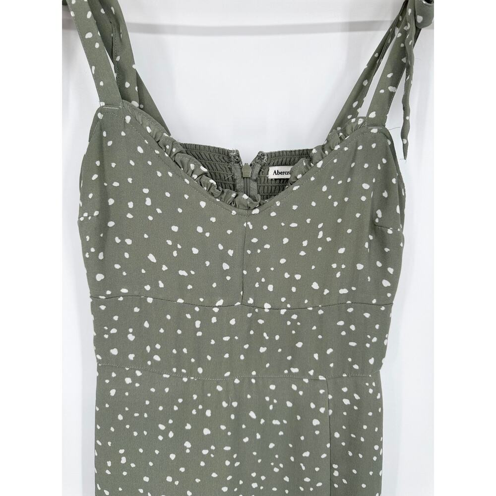 Abercrombie & Fitch Polka Dot Tie Strap Midi Dress Sweetheart Ruffle Side Slit - Picture 6 of 10